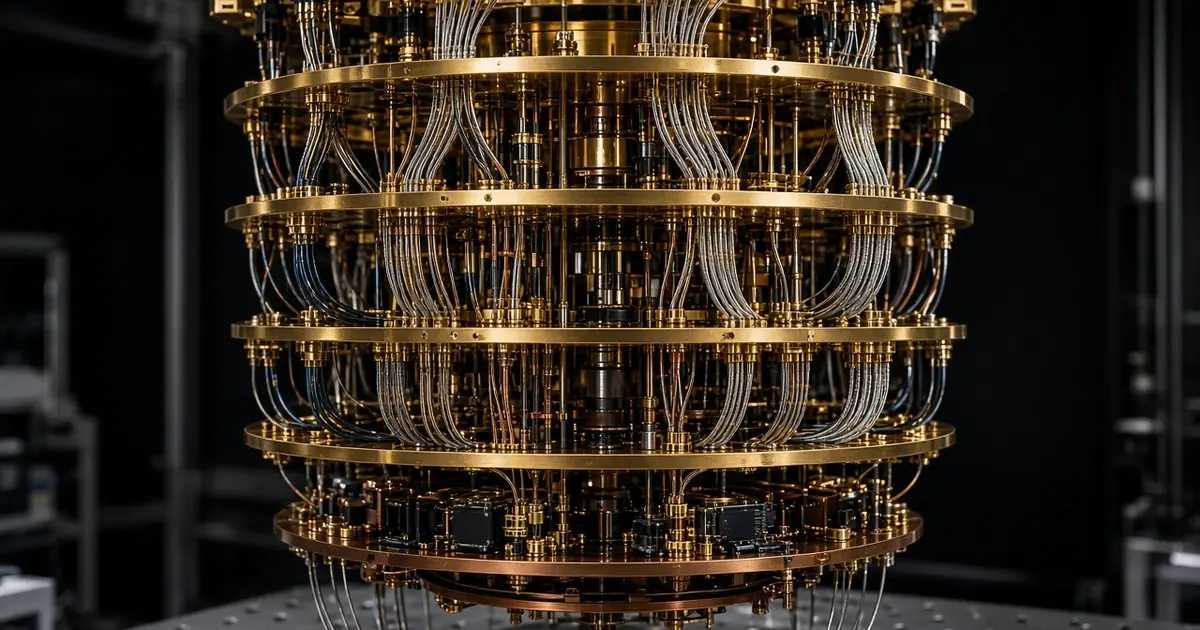 Gold-plated stages of a dilution refrigerator with rows of coaxial cables